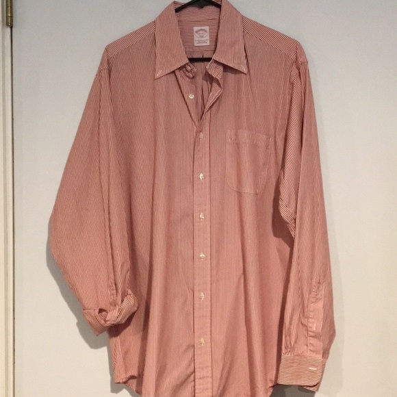 Brooks Brothers mens red/white striped button-down - Picture 1 of 5